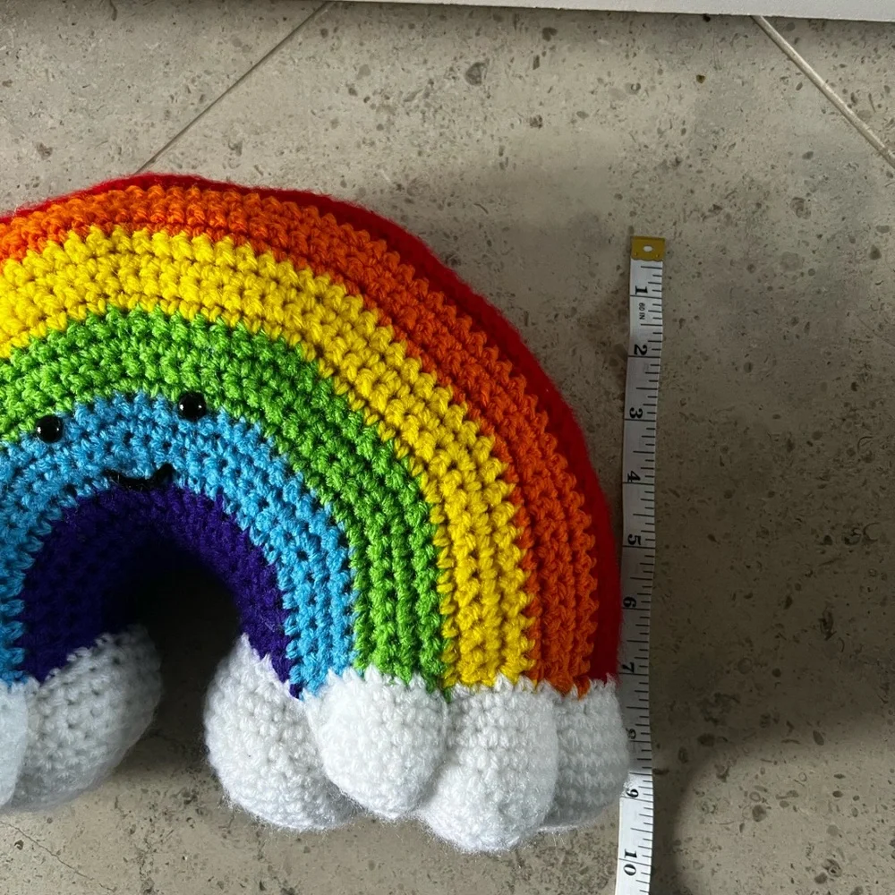 Hand Crocheted Happy Little Rainbow Pillow Plushie! - Picture 10 of 15